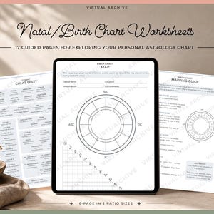 Natal Chart Worksheets: Simple Guide to Birth Chart Mapping, Personal Astrology Insight (Digital Download)