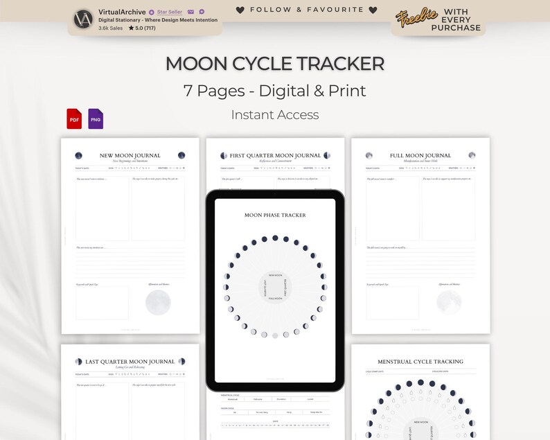 Moon Phase Tracker Printable: Menstrual Cycle, Period Tracker ...