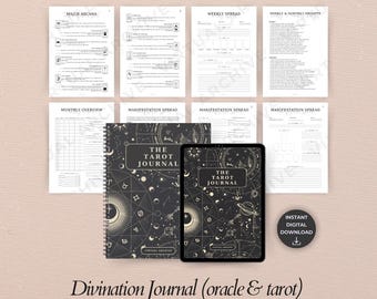 Diario de lectura de tarot: Hojas de interpretación de cartas, Planificador de adivinación, con hipervínculos (Descarga digital)