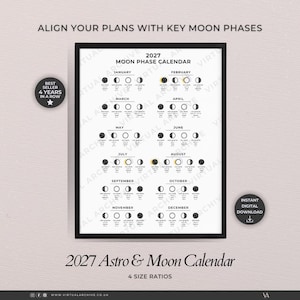 Guía astrológica y lunar 2027: Seguimiento del ciclo cósmico, astrología, calendario, lámina de pared, diario