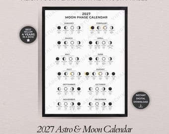 Guía astrológica y lunar 2027: Seguimiento del ciclo cósmico, astrología, calendario, lámina de pared, diario