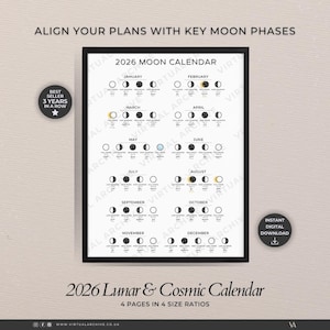 Kosmischer Mondkalender 2026: Mondzyklus, Astrologie, DIY Scrapbooking (Digitaler Download)