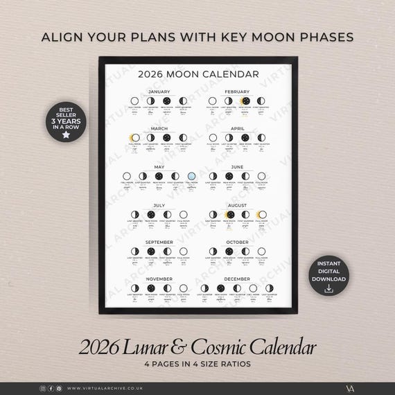2026 Lunar & Cosmic Calendar: Moon Cycle Tracker, Astrology, DIY