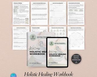 Manual de sanación holística: Planificador de bienestar mental y corporal, guía de autocuidado espiritual (descarga digital)