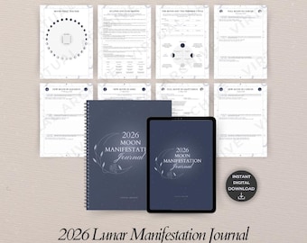 Diario de Manifestación Lunar 2026: Ley de Atracción, Planificador de Intenciones Lunares, Astrología (Descarga digital)