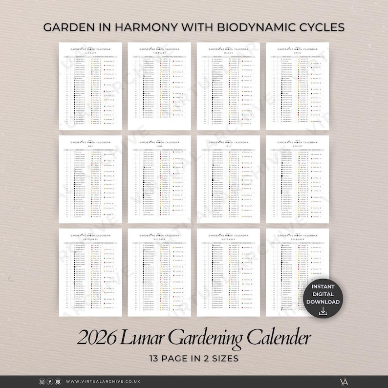 2026 Lunar Gardening Calendar: Moon Planting Guide, Biodynamic Garden Planner (Digital Download) image 1