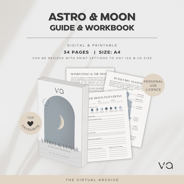 Cahier d'exercices Astro et Lune | Spiritualité | Aide-mémoire | Grimoire | Rétrogrades | Aide personnelle | Cycle lunaire | Guide | Astrologie | Téléchargement numérique