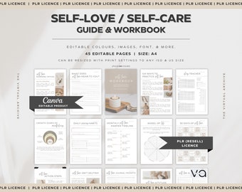 PLR: Self-Love/Self-Care Workbook | Coaching Templates | Self-Help | Health | Wellbeing | Spirituality | Positivity | Canva Editable