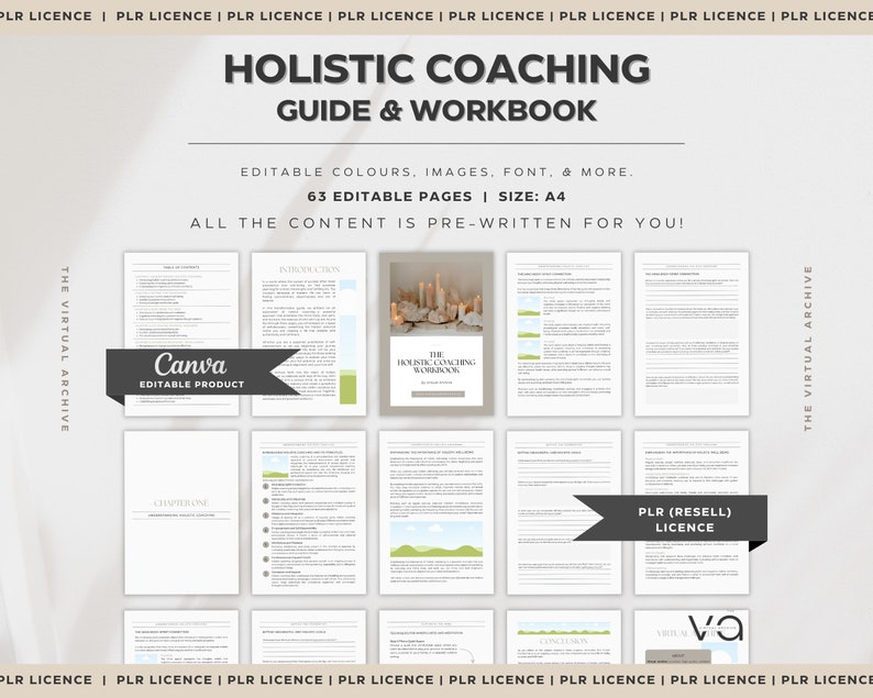 PLR: Holistic Coaching Guide & Workbook Self-Help Ebook Lead Magnets Life Coach Coaching Templates PLR Licence Canva Editable image 1