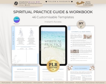 PLR: Spiritual Practice Guide & Workbook | Resell | Coaching Templates | New Age | Templates to Resell | Gratitude | Manifestation | Canva