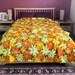 Vintage retro flower power floral fleece acrylic blanket | double/queen | L 223cm x W 183cm