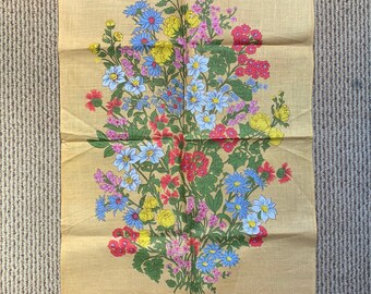 Vintage retro floral wildflower bunch bouquet tea towel | W 48cm  L  73cm | Linen