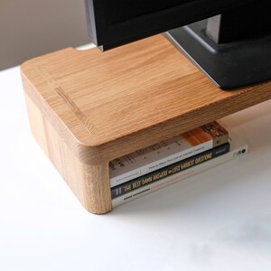 Oak wood Monitor Stand, Computer stand, iMac Stand, Gift For Him, Monitor Riser, Desk Accessories