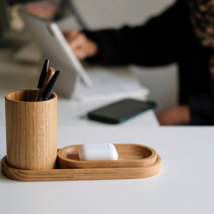 Wood Desk Organizer, Office Desk Accessories, Desk Decor, Pen Holder, Minimalist Home Decor