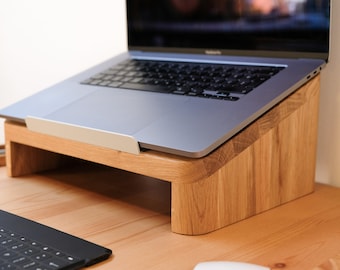 Laptop Stand, Laptop Holder, Wooden Laptop Stand, Macbook Laptop Stand, Office Desk Accessory, Computer Holder, Gift For Him