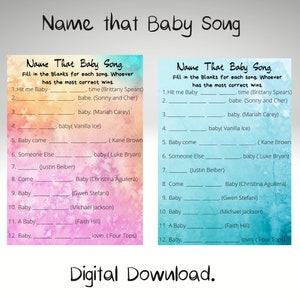 Name That Baby Song, Guess The Baby Song, Printable Baby Shower Games, Baby Shower Games. Instant Download, Fun Baby Shower Game.PDF