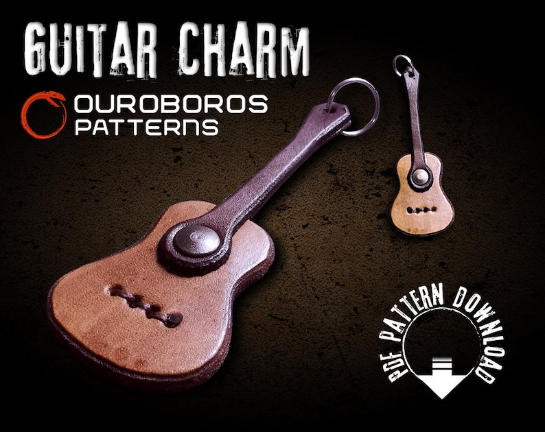 Guitar Charm DIY Leather Pattern PDF image 1