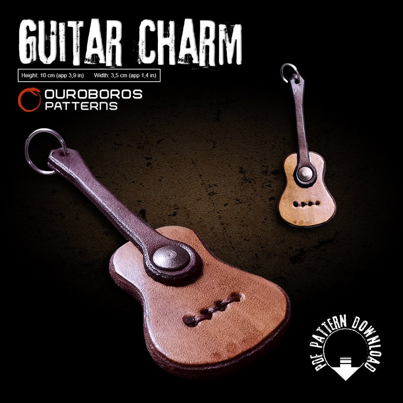 Guitar Charm DIY Leather Pattern PDF image 3