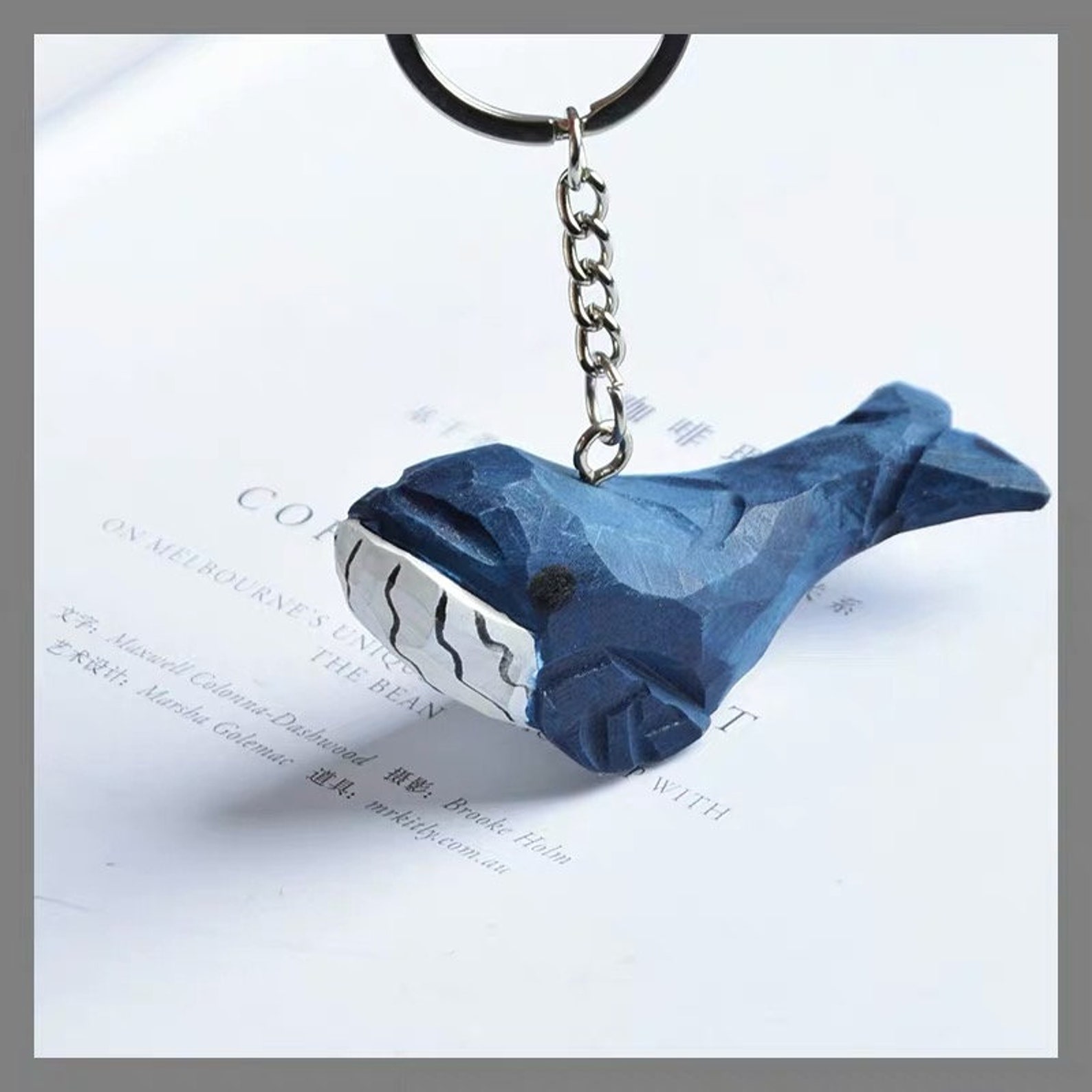 Cute whale keychain / blue whale / wooden keychain / girls Etsy