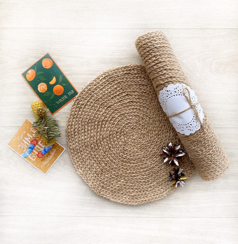 Jute Placemats Round. Kitchen Decor Jute Coasters Table Mat Etsy
