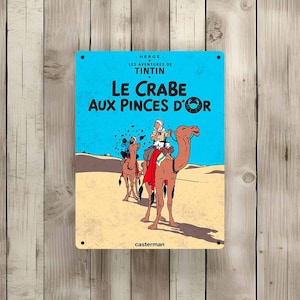 Vintage Tintin metal sign "The Crab with the Golden Claws" (Tin15)