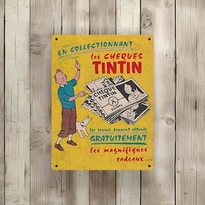 Vintage Tintin metal sign "Tintin checks" (Tin22)