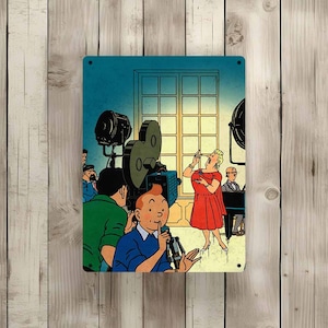 Tintin vintage metal plaque "Tintin and the Castafiore (Tin01)