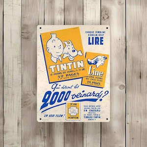 Vintage Tintin metal sign "Tintin the youth magazine" (Tin25)
