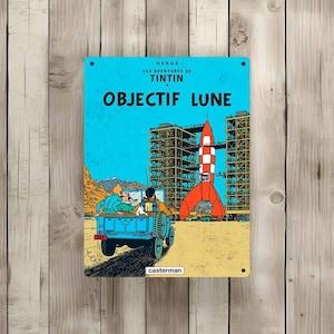 Vintage Tintin metal sign "Destination Moon" (Tin09)