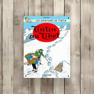 Vintage Tintin metal sign "Tintin in Tibet" (Tin06)