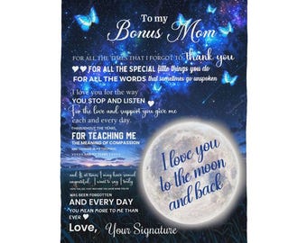 Bonus Mom Blanket from Stepdaughter – I Love You to the Moon and Back, Gift for Stepmom