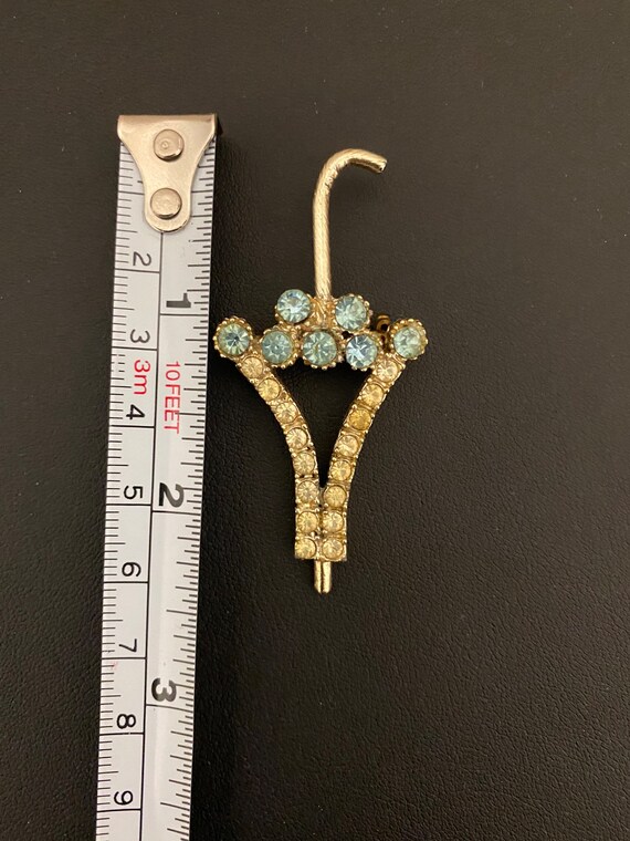 Vintage Gold-tone Aqua and Champagne Rhinestone P… - image 6