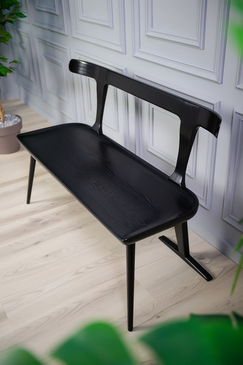 Black Ash Solid Wood Dining Bench, Entryway Bench - Etsy