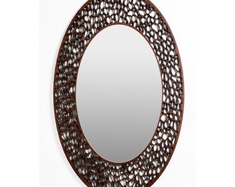Espejo Astoria / Decoración del hogar / Espejo de acento / Espejo marrón / Espejo ovalado