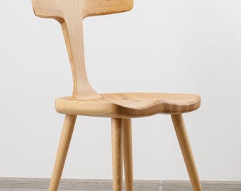 Silla de comedor Anvil, silla de comedor de madera, silla de comedor, silla de comedor ligera con acabado barnizado