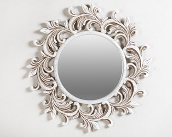 Espejo Florence / Espejo de pared / Acento de pared / Espejo de madera blanca / Espejo de pasillo / Decoración del hogar / Espejo contemporáneo