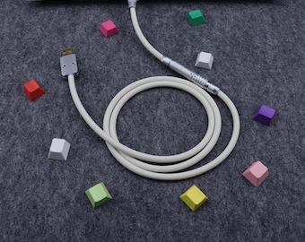 Straight USB keyboard cable Vintage White Silicone Cable CNC High Quality USB Connectors