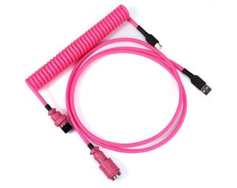 Cavo USB per tastiera a spirale personalizzato rosa Cavo a spirale rosa neon Tastiera meccanica Cavo a spirale Cavo USB C