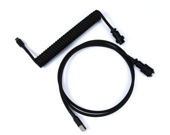 Custom Coiled USB Keyboard Cable: Black, Detachable Connector