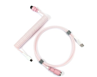 Cavo USB-C rosa a spirale per tastiera meccanica