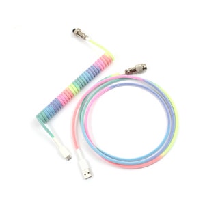 Custom Coiled Keyboard USB Cable Rainbow coiled USB cable