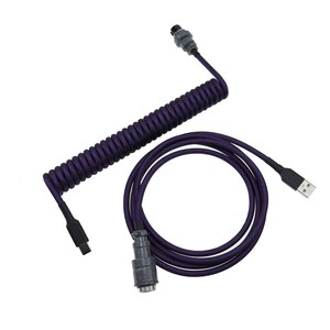 Custom coiled keyboard usb cable purple coil cable