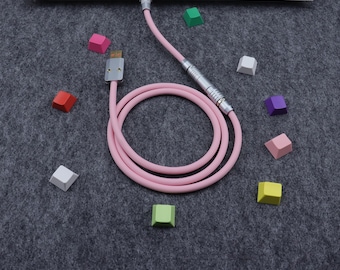 Cavo per tastiera USB dritto, cavo in silicone rosa Sakura, connettori USB CNC di alta qualità.
