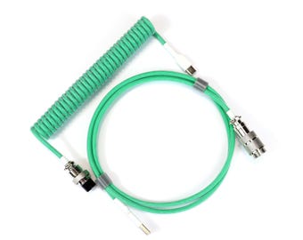 Custom coiled keyboard usb cable - green cable