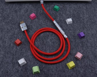 Cavo per tastiera USB dritto, cavo in silicone rosso, connettori USB CNC di alta qualità.