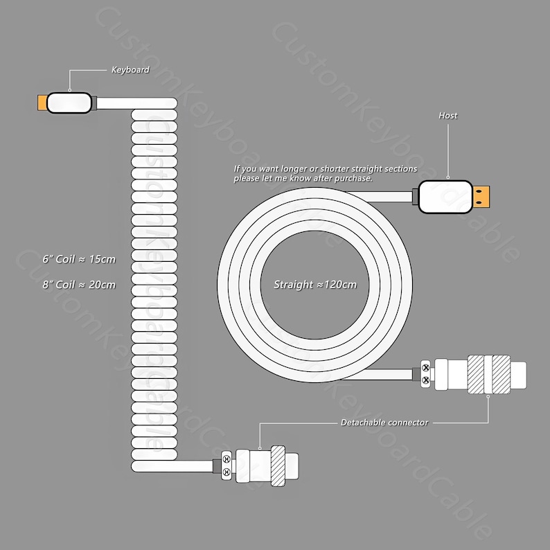 Cable USB para teclado en espiral personalizado imagen 4