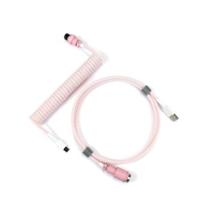 Pink Custom Coiled Keyboard USB Cable Pink Coiled cable Mechanical keyboard Coiled cable USB C cable
