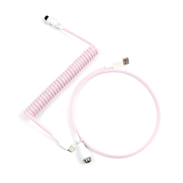 Custom Coiled Keyboard USB Cable Pink coiled cable