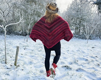 Crochet pattern for poncho + hat "Warm Winter", any size, any yarn