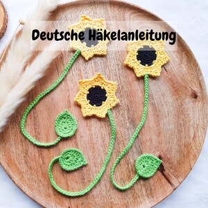 Crochet pattern bookmark &quot;Sunflower&quot;, spring, summer, flower, gift, language: German